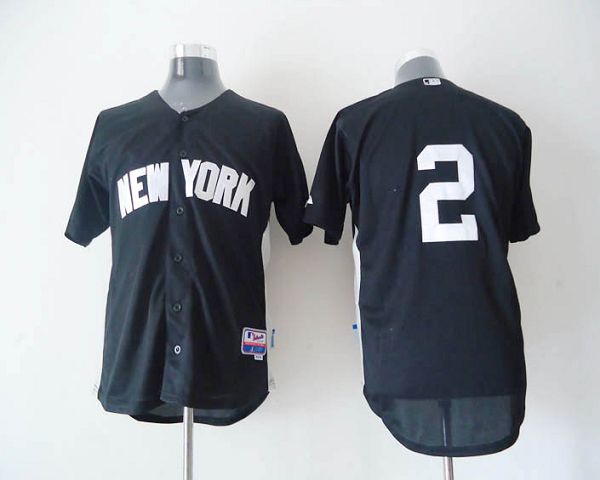 Yankees #2 Derek Jeter Black 2011 Road Cool Base BP Stitched MLB Jersey - Click Image to Close